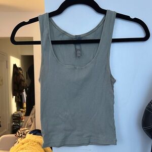 Skims Women's Ribbed Tank Top - Sage Green